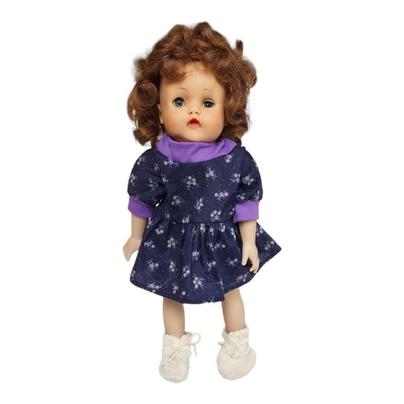 Fibre-Craft Vinyl Doll 18" Brunette Sleepy Eyes Vintage 90s Collectible - Picture 3 of 16